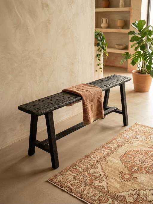 Ebony Black | Panca di design unica fatta a mano – 110 cm