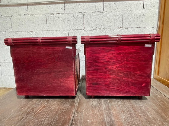 Image 1 of Maugrion rotan nachtkastjes voor Roche Bobois, jaren 80