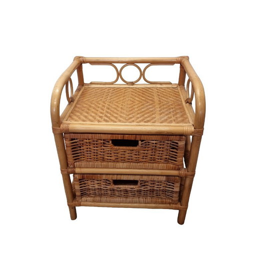 Vintage rotan nachtkastje