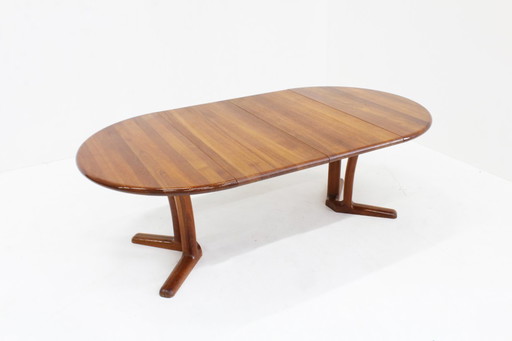 Vintage Dyrlund Danish round extendable dining table solid teak