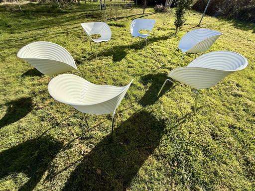 6x Tom Vac Stoel Vitra Chrome Onderstel Stapelbaar