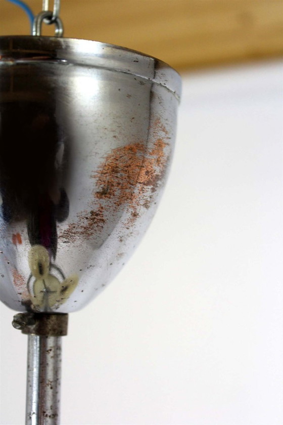 Image 1 of Bauhaus Chrome Chandelier from Zukov, 1940s