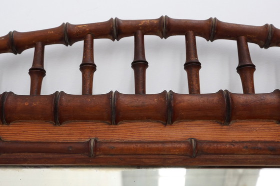 Image 1 of Espejo antiguo de imitación de bambú en madera, siglo XIX, Francia