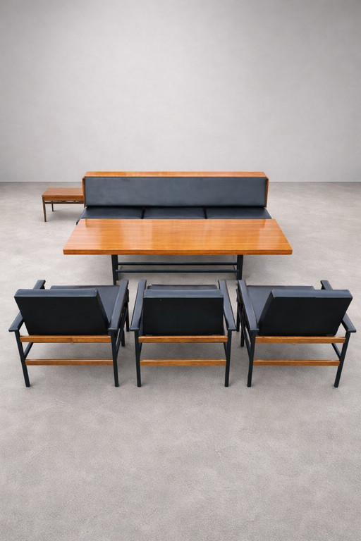 Retro-Sofa, Sessel und Tisch, 1960er Jahre, „Belmondo“, Tschechoslowakei