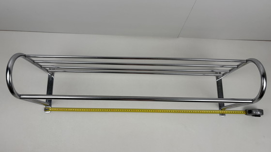 Image 1 of Vintage wall coat rack chrome for clothes hangers with hat rack