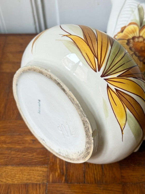 Image 1 of Vintage Italian Bassano Ceramic Hand-Painted Pitcher