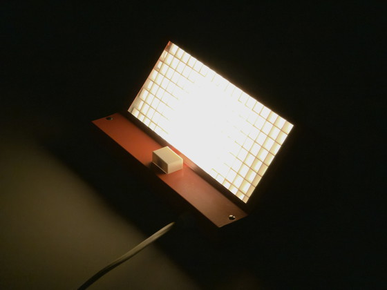 Image 1 of 1970 Vintage ELIDUS Type 9000 Orange Metal Wall Light avec grille en plastique perforée par Björn Svensson.