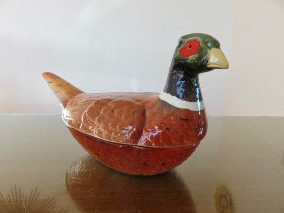 Image 1 of Pheasant terrine in slipware by Michel Caugant, 1950s-60s