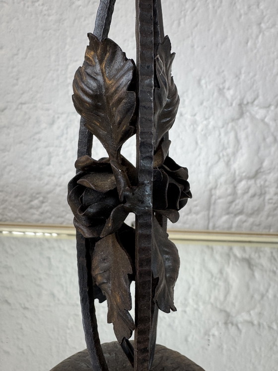 Image 1 of Art Deco tulip wrought iron lamp