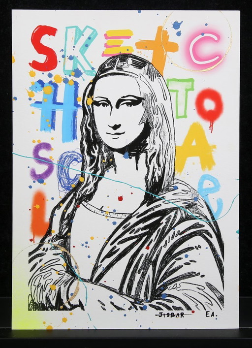 JISBAR (Jean-Baptiste Launay) - Mona Lisa - hand reworked, signed by hand