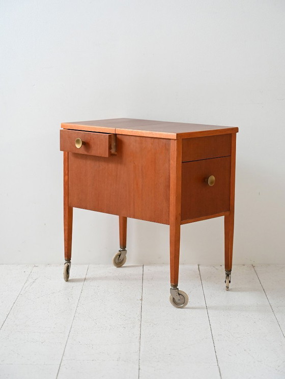 Image 1 of Scandinavian Vintage Mahogany Storage Trolley