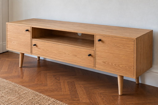 Made Meuble TV 160 cm – chêne naturel – design scandinave