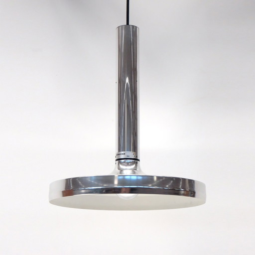Vintage Space Age Pendelleuchte in Chrom von Erco
