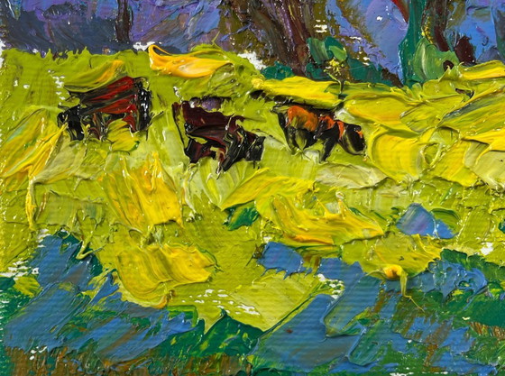 Image 1 of Original Oil Painting Summer Field Landscape At the Source