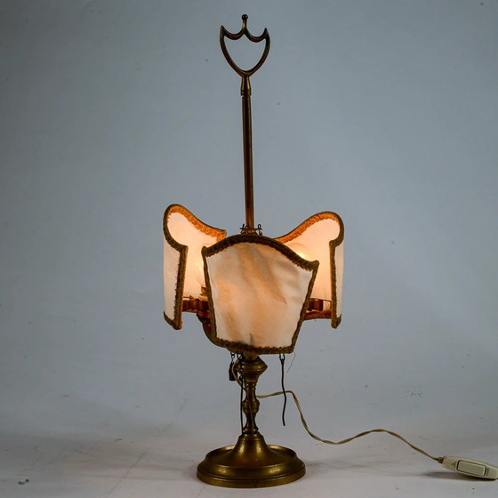 Table Lamp, Florentine Antique Electrified Brass Oil Lamp, Late 19th Century, Yellow, Vintage (photo 2 of 8)