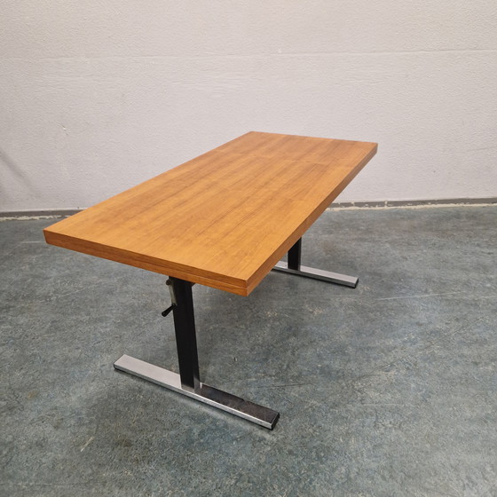 Image 1 of Vintage vierkante eettafel bureau en salontafel in 1 stuk !!!