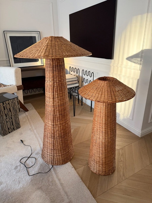 Set di lampade in rattan – vloerlampen