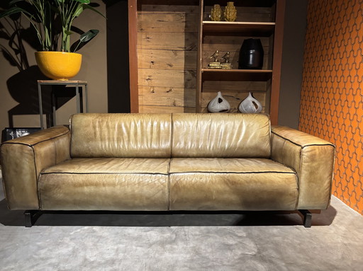 Industriële Strakke Vintage Leren Bank 