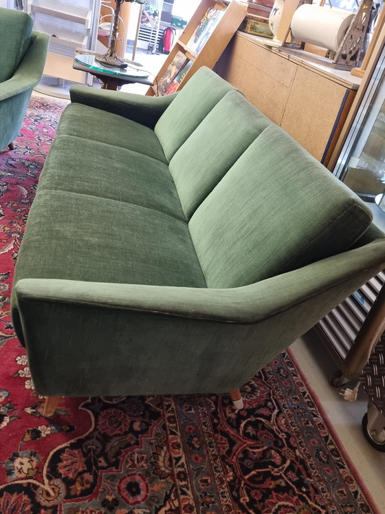 Image 1 of Bankstel in mid-century design uit de jaren 60/70 - Set van 3, groen