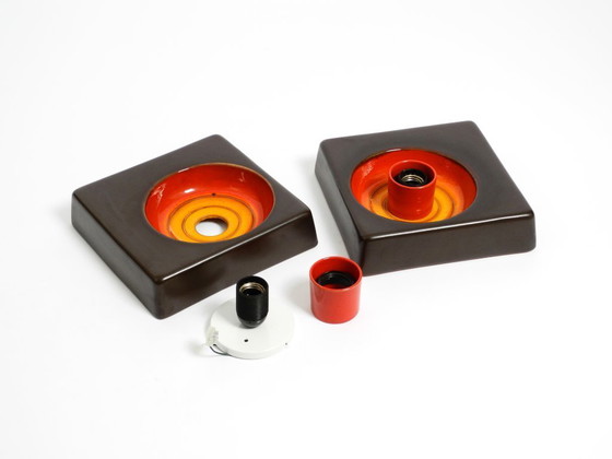 Image 1 of Dos preciosas lámparas de pared de cerámica originales de la Era Espacial de los años 70