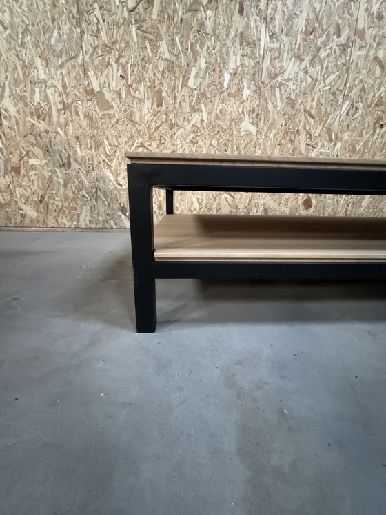 Image 1 of Mesa de centro de roble claro con estructura de metal negro (versión pesada)