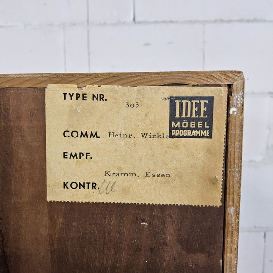 Image 1 of Vintage Ash Wood Fine Veneer Sideboard / Sideboard Erich Stratmann Oldenburger Werkstätten, Drawers and Cabinet