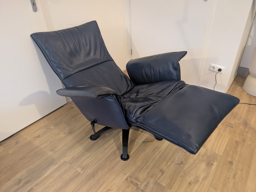 Poltrona relax Jori in pelle blu