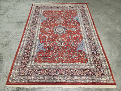 Medallón de alfombra Saruk de lana oriental anudado a mano 247x344cm