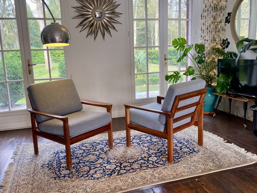 Coppia di poltrone danesi in teak degli anni '60