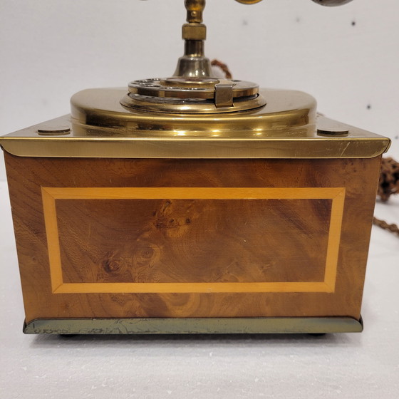 Image 1 of Draaitelefoon, inlegwerk en verguld brons, jaren 70 - Italië