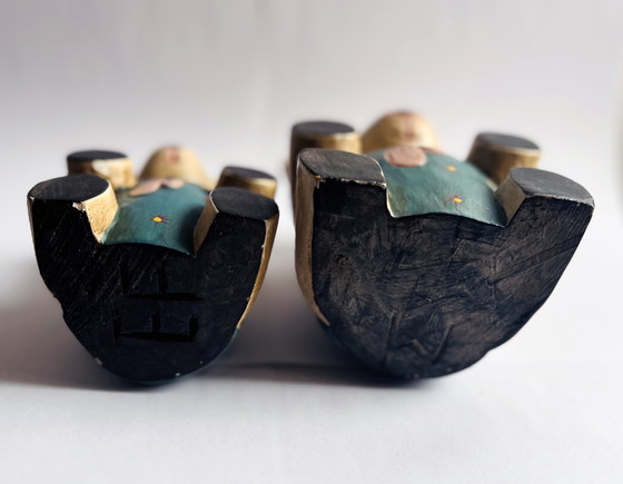 Image 1 of Duo di teddyberen houten vintage