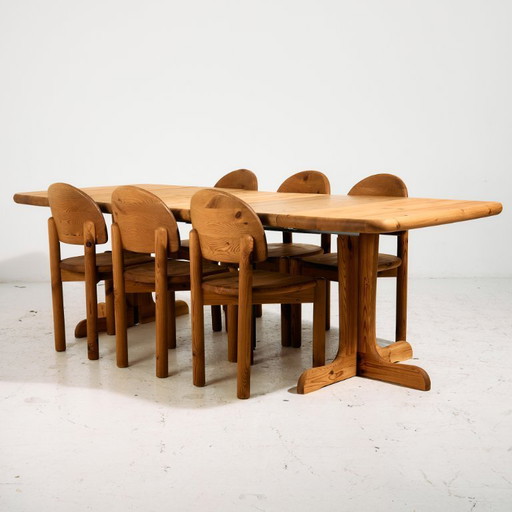 MK11071 Pine dining set by Rainer Daumiller for Hirtshals Savvaerk, Set of 7
