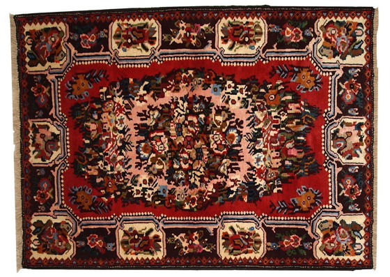 Image 1 of Handgemaakt vintage Perzisch Bakhtiari-tapijt 3,7' x 4,9' (114 cm x 152 cm) jaren 70 - 1C315