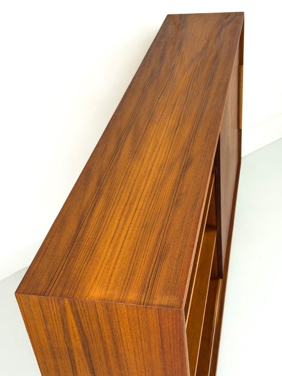 Image 1 of Tablero alto de teca con puerta corredera, años 60