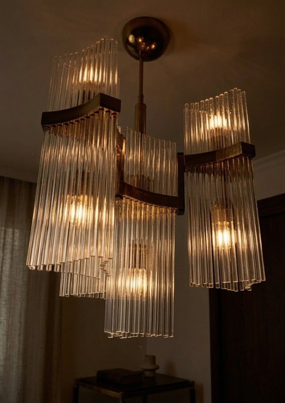 Image 1 of Gaetano Sciolari Rarissimo Lampadario Cascade  Hollywood Regency - 7 luce -  Vintage anni '70