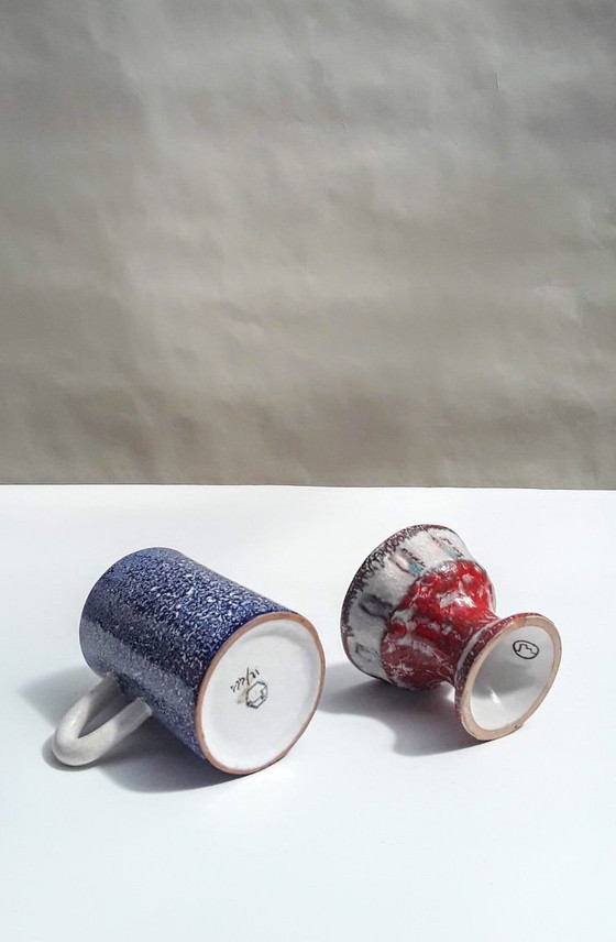 Image 1 of Guido Gambone 1950s Candlestick and Cup for De Bijenkorf - Amsterdam