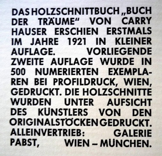 CARRY HAUSER - BOOK OF DREAMS - 8 hand-signed woodcuts – Lithographs & prints, Paper (photo 4 of 5)