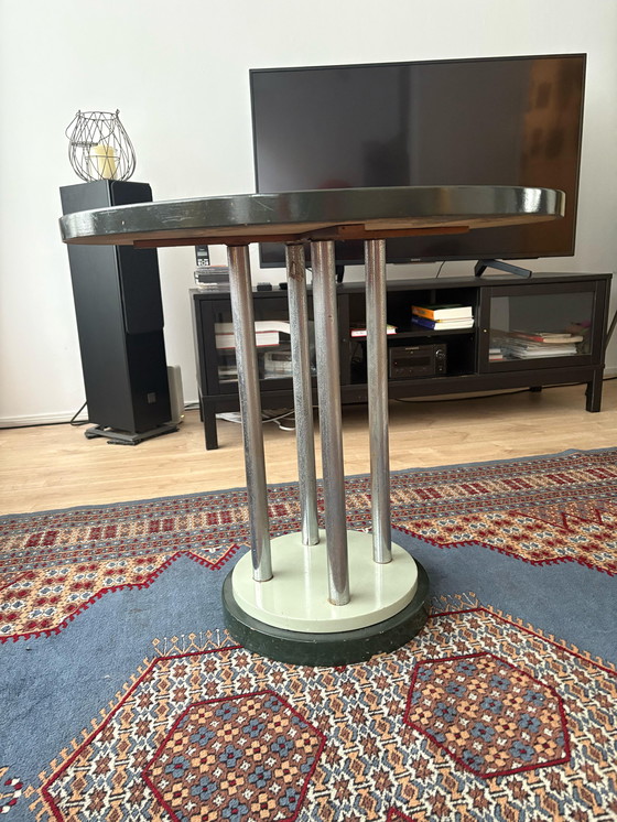 Image 1 of Mesa Bauhaus Cromo/Madera Lacada, Gris Oscuro/Verde Menta