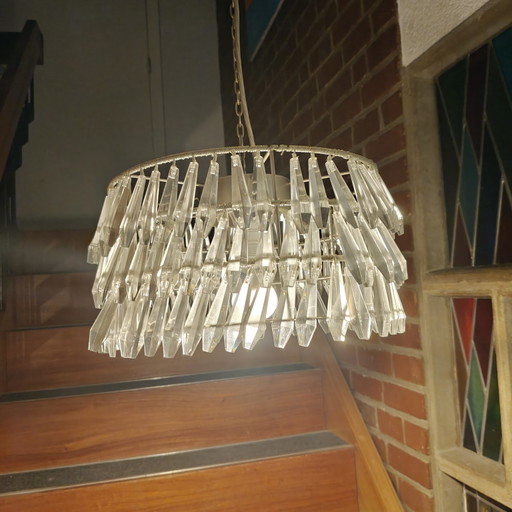 Suspension vintage en lucite à prisme – Lumière blanche et bleue – Lustre postmoderne – kroonluchters, Other (photo 2 of 11)