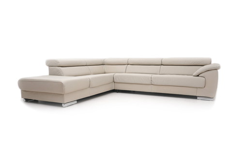Ewald Schillig Blues Corner Sofa Couch Sofa Extendable Electric Leather Beige