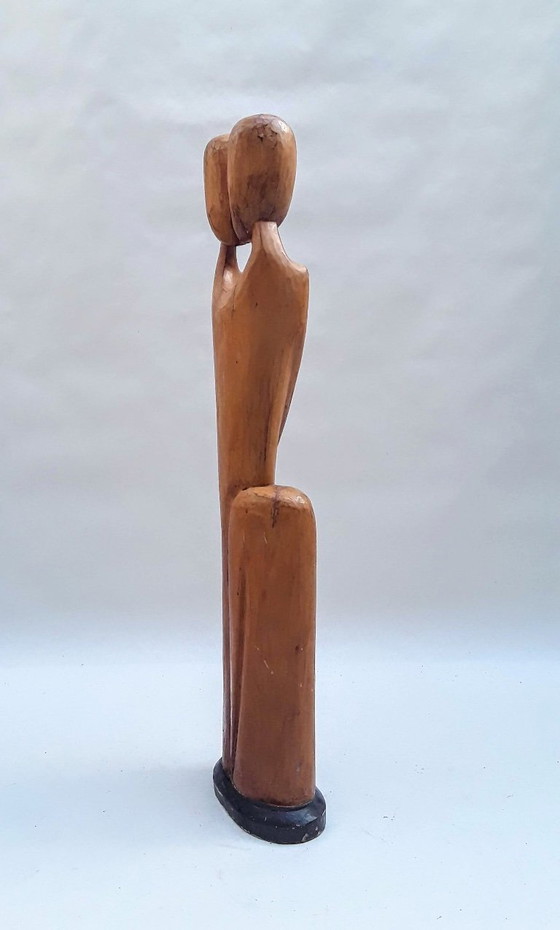 Image 1 of Grande statua in legno anni '70 coppia innamorata 106 cm