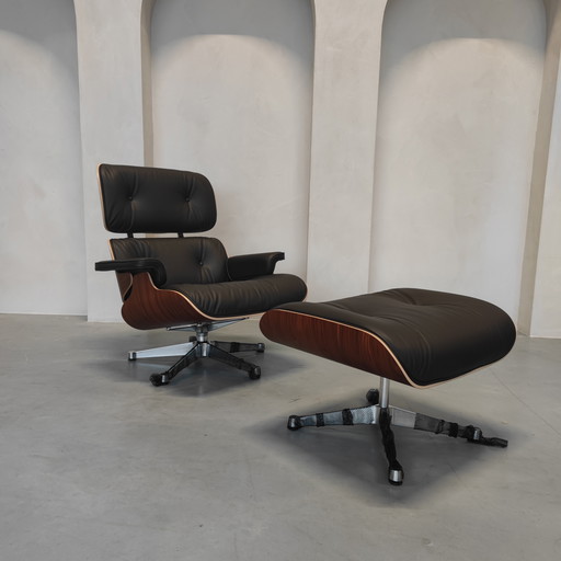 Vitra Eames Lounge Chair Incl. Ottoman - Palisander - Nero F Leather