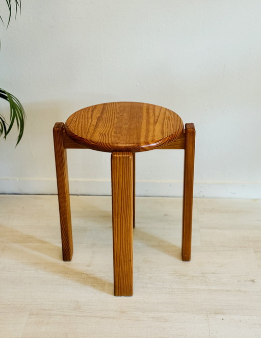 Vintage solid pine stool – Scandinavian modernist style