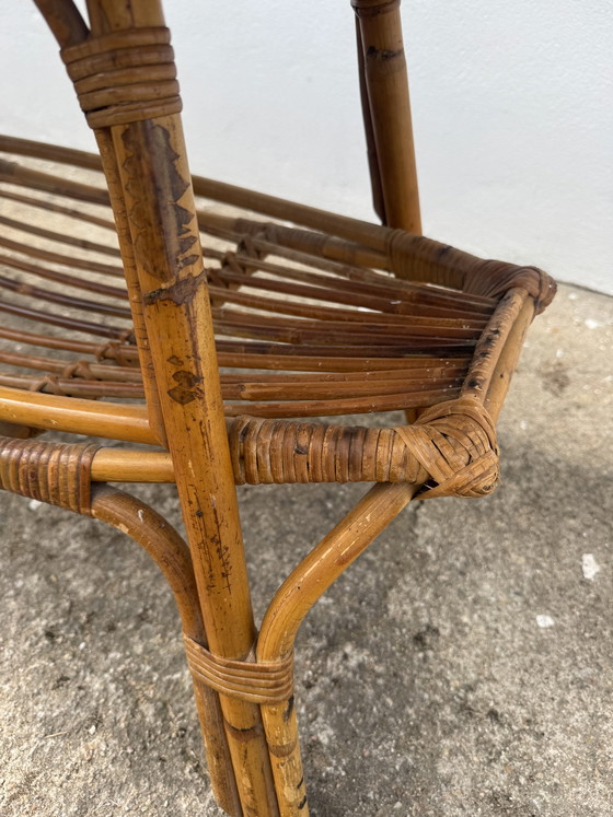 Image 1 of 1960s rattan and bamboo coffee table