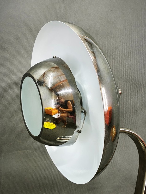 Zeldzame Jaren 30 Bauhaus Chroom Verstelbare Bureaulamp, Tsjechoslowakije – Tafellampen, Metaal (photo 6 of 12)