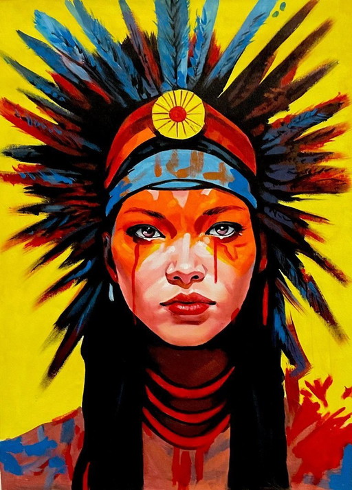 Alberto Ricardo - Rostro India - Artist's canvas under glass