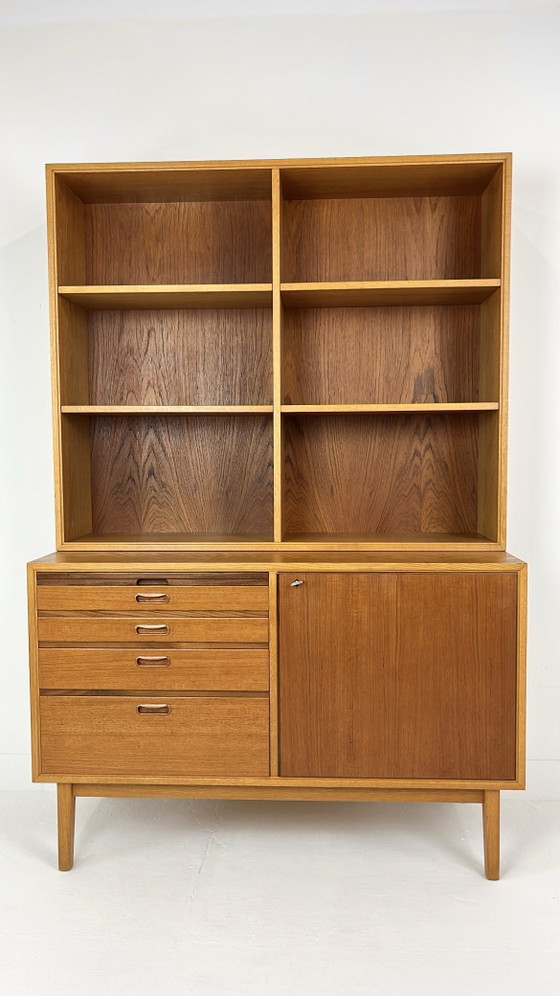 Swedish Vintage Teak Veneer Bookcase – Storage cabinet, Wood, Mid Century Modern (photo 8 of 15)