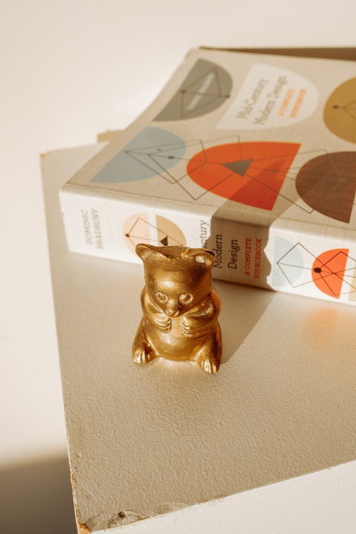 Vintage brass statue of a bear