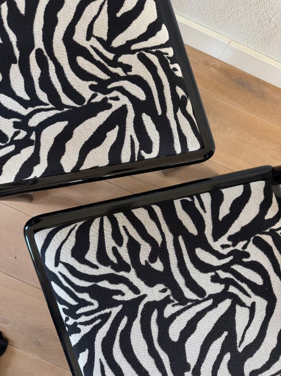 Image 1 of Set of 3 Postmodern Dining Chairs – Memphis Style – Zebra Print