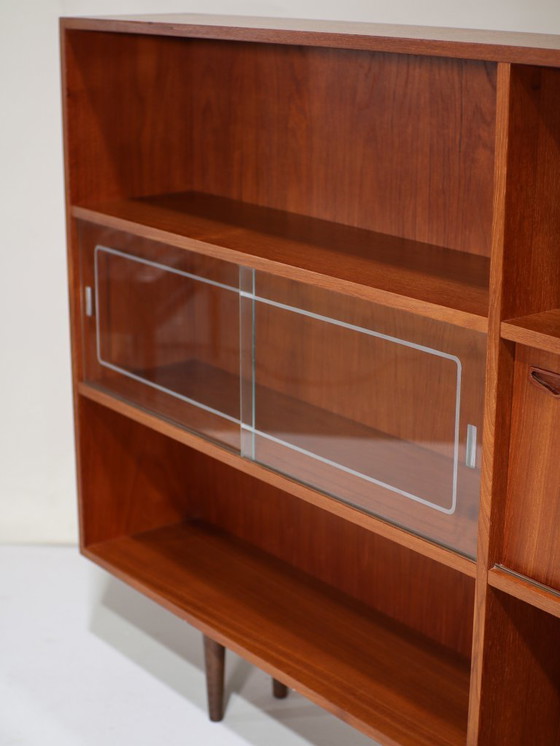 Image 1 of Bookcase Clausen & Søn wall cabinet teak Danish vintage